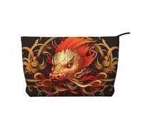 WZYCWB Trousse de maquillage de voyage avec imprimé rose gothique, parfaite pour les voyages d'affaires et les vacances., Dragon doré., Taille unique
