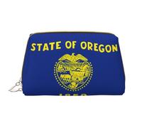 WZYCWB Trousse de maquillage de voyage en cuir avec drapeau de l'État de l'Oregon, grande capacité sac de rangement cosmétique avec poches,