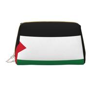 WZYCWB Trousse de maquillage de voyage en cuir avec drapeau de l'État de Palestine, sac de rangement de grande capacité avec poches,
