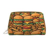WZYCWB Trousse de maquillage de voyage en cuir, de nombreux hamburgers mignons, sac de rangement de grande capacité avec poches, blanc, taille unique