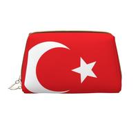 WZYCWB Trousse de maquillage de voyage en cuir, drapeau de la Turquie, sac de rangement de grande capacité avec poches, blanc, taille unique
