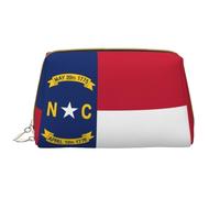 WZYCWB Trousse de maquillage de voyage en cuir, drapeau du Dakota du Nord, sac de rangement portable de grande capacité avec poches, blanc, taille unique