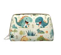 WZYCWB Trousse de maquillage de voyage en cuir, joli petit dinosaure portable, sac de rangement cosmétique de grande capacité avec poches,