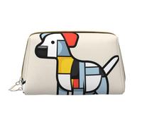 WZYCWB Trousse de maquillage de voyage en cuir, Mondrian Abstractionisme Petit Animal Portable Trousse de rangement cosmétique grande capacité avec poches, Blanc, Taille unique