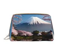 WZYCWB Trousse de maquillage de voyage en cuir, Mt. Fuji au début du printemps, sac de rangement cosmétique portable de grande capacité avec poches,