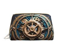 WZYCWB Trousse de maquillage de voyage en cuir, sac à cosmétiques portable cool steampunk Gears, sac de rangement cosmétique de grande capacité avec poches,