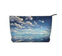 WZYCWB Trousse de maquillage de voyage imprimée avec avatar d'alpaga, parfaite pour les voyages d'affaires et les vacances., Nuages blancs au-dessus de la mer, Taille unique
