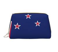 WZYCWB Trousse de maquillage en cuir avec poches, sac de voyage portable, grande capacité, motif drapeau de la Nouvelle-Zélande