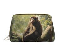 WZYCWB Trousse de maquillage en cuir avec poches, sac de voyage portable, sac de rangement cosmétique de grande capacité, motif singe assis sur un arbre