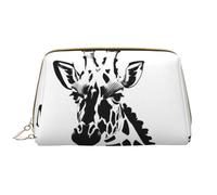 WZYCWB Trousse de maquillage en cuir girafe noire et blanche avec poches, sac de voyage portable, sac de rangement cosmétique de grande capacité,