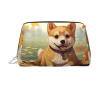WZYCWB Trousse de maquillage en cuir imprimé chat brillant pour femme - Élégant et doux, durable, Shiba Inu à bord, Taille unique