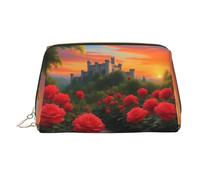 WZYCWB Trousse de maquillage en cuir imprimé chat rose pour femme - Élégant et doux, durable, Un beau château, Taille unique