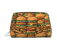 WZYCWB Trousse de maquillage en cuir imprimé Père Noël d'hiver pour femme - Élégante et douce, durable, De nombreux hamburgers mignons, Taille unique