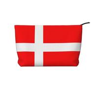 WZYCWB Trousse de maquillage en velours côtelé avec drapeau du Danemark, sac à main portable à fermeture éclair, adapté pour les voyages et le rangement quotidien, les cosmétiques