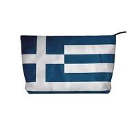 WZYCWB Trousse de maquillage en velours côtelé avec drapeau grec, sac à main portable à fermeture éclair, adapté pour les voyages et le rangement quotidien, les cosmétiques