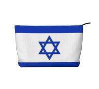 WZYCWB Trousse de maquillage en velours côtelé avec drapeau israélien, sac à main portable à fermeture éclair, adapté pour les voyages et le rangement quotidien, les cosmétiques