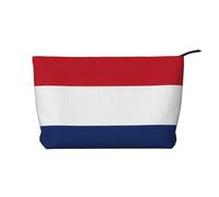 WZYCWB Trousse de maquillage en velours côtelé avec drapeau néerlandais, sac à main portable à fermeture éclair, adapté pour les voyages et le rangement quotidien, les cosmétiques