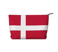 WZYCWB Trousse de maquillage en velours côtelé avec motif drapeau danois pour femme, sac à main portable à fermeture éclair, adapté pour les voyages et le rangement quotidien, les cosmétiques
