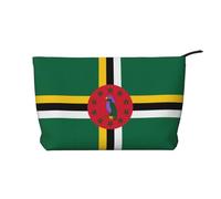 WZYCWB Trousse de maquillage en velours côtelé avec motif drapeau du Commonwealth de Dominique, sac à main portable à fermeture éclair, adapté pour les voyages et le rangement quotidien, les