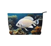 WZYCWB Trousse de maquillage en velours côtelé blanc doré pour femme, sac à main portable à fermeture éclair, adapté pour les voyages et le rangement quotidien, les cosmétiques