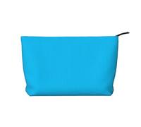 WZYCWB Trousse de maquillage en velours côtelé bleu clair de couleur unie, sac à main portable à fermeture éclair, adapté pour les voyages et le rangement quotidien, les cosmétiques