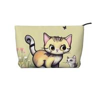 WZYCWB Trousse de toilette à motif chat et papillon, indispensable pour organiser les cosmétiques et produits de soins de la peau., Chat et papillon., Taille unique