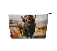 WZYCWB Trousse de toilette à motif léopard aux yeux profonds, indispensable pour organiser les cosmétiques et les produits de soins de la peau., Troupeau de bisons nord-américains, Taille unique