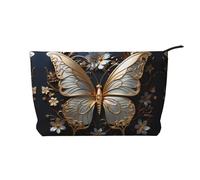 WZYCWB Trousse de toilette à motif léopard aux yeux profonds, indispensable pour organiser les cosmétiques et les produits de soins de la peau., Papillons blancs et dorés, Taille unique