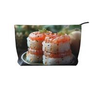 WZYCWB Trousse de toilette à motif léopard dans une veste en cuir, indispensable pour organiser les cosmétiques et les produits de soins de la peau., Sushi au saumon frais, Taille unique