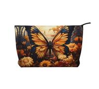 WZYCWB Trousse de toilette à motif tournesols sous le rebord de la fenêtre, indispensable pour organiser les cosmétiques et les produits de soins de la peau., Fleurs de champ de papillons orange jaune