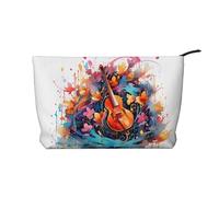 WZYCWB Trousse de toilette motif chien fille avec fleurs, indispensable pour organiser les cosmétiques et produits de soins de la peau., Guitare note colorée, Taille unique