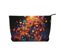 WZYCWB Trousse de toilette motif chien fille avec fleurs, indispensable pour organiser les cosmétiques et produits de soins de la peau., Notes de musique colorées., Taille unique