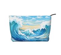 WZYCWB Trousse de toilette ronde à motif pétales abstraits, indispensable pour organiser les cosmétiques et les produits de soins de la peau., Vagues roulantes, Taille unique