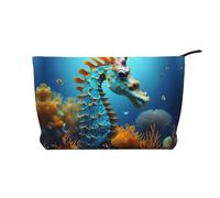 WZYCWB Trousse de toilette sous-marine à motifs poissons récifs, indispensable pour organiser les cosmétiques et les produits de soins de la peau., Hippocampe bleu, Taille unique