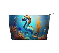 WZYCWB Trousse de toilette sous-marine à motifs poissons récifs, indispensable pour organiser les cosmétiques et les produits de soins de la peau., Hippocampe corail des fonds marins, Taille unique