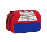 WZYCWB Trousse portable à motif drapeau du Cambodge idéale pour organiser les stylos au bureau ou ranger des pinceaux de maquillage