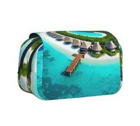WZYCWB Trousse portable à motif paysage des Maldives, idéale pour organiser les stylos au bureau ou ranger des pinceaux de maquillage