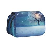 WZYCWB Trousse portable à motif réveillon de Noël enneigé, idéale pour organiser les stylos au bureau ou ranger des pinceaux de maquillage