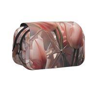 WZYCWB Trousse portable à motif tulipes blanches en cristal, idéale pour organiser les stylos au bureau ou ranger des pinceaux de maquillage