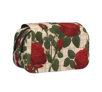 WZYCWB Trousse portable avec de nombreuses roses rouges, idéale pour organiser les stylos au bureau ou ranger des pinceaux de maquillage