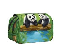 WZYCWB Trousse portable avec deux adorables pandas, idéale pour organiser les stylos au bureau ou ranger des pinceaux de maquillage
