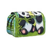 WZYCWB Trousse portable avec deux pandas heureux idéale pour organiser les stylos au bureau ou ranger des pinceaux de maquillage