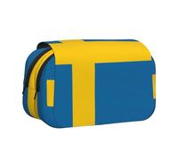 WZYCWB Trousse portable avec drapeau suédois, idéale pour organiser les stylos au bureau ou ranger des pinceaux de maquillage