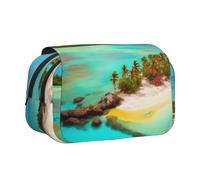 WZYCWB Trousse portable avec motif paysage caraïbe, idéale pour organiser les stylos au bureau ou ranger des pinceaux de maquillage