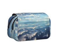 WZYCWB Trousse portable avec nuages blancs sur la mer, idéale pour organiser les stylos au bureau ou ranger des pinceaux de maquillage