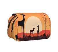 WZYCWB Trousse portable avec trois cerfs au coucher du soleil, idéale pour organiser les stylos au bureau ou ranger des pinceaux de maquillage