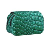 WZYCWB Trousse portable en cuir crocodile émeraude idéale pour organiser les stylos au bureau ou ranger des pinceaux de maquillage