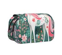 WZYCWB Trousse portable licorne aux cheveux roses, idéale pour organiser les stylos au bureau ou ranger des pinceaux de maquillage