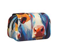 WZYCWB Trousse portable pour peinture aquarelle de deux vaches, idéale pour organiser les stylos au bureau ou ranger des pinceaux de maquillage