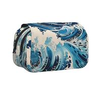WZYCWB Trousse portable Ukiyo-e style vagues idéale pour organiser les stylos au bureau ou ranger des pinceaux de maquillage